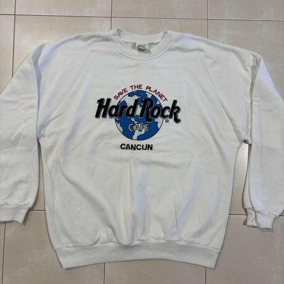 Hard Rock Cafe Other - Vintage Hard Rock Cafe Sweater Cancun Mexico Crewneck White Men's L 90s Y2K
